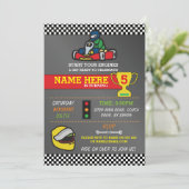 レーシングカーゴーカーティンカートカートバースデーパーティー招待状 招待状 (スタンド正面)