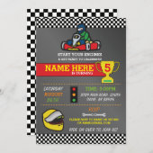 レーシングカーゴーカーティンカートカートバースデーパーティー招待状 招待状 (正面/裏面)