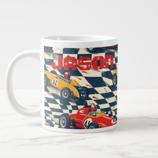 レーシングカーテーマのコーヒーマグ ジャンボコーヒーマグカップ (左)