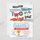 レーシングカートの2歳誕生日パーティー招待状 招待状 (正面)