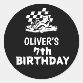 レーシングカート、レーシングカーボーイの誕生日 ラウンドシール