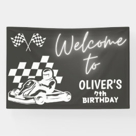 レーシングカート、レーシングカー男の子の誕生日 横断幕