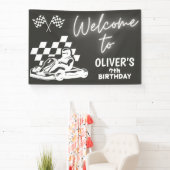 レーシングカート、レーシングカー男の子の誕生日  横断幕 (インサイチュ)