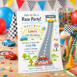 レーシングカート 子供 レースカー 男の子の誕生日 招待状