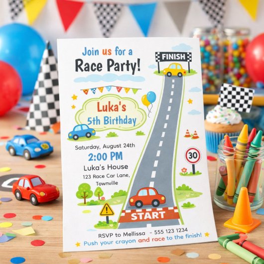 レーシングカート 子供 レースカー 男の子の誕生日 招待状