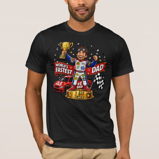 レーシングカードパパ 世界一速い父の日ギフト Tシャツ (正面)