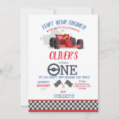 レーシングカードライバーONEファーストトリップトラック誕生日 招待状 (正面)