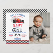 レーシングカードライバーONEファーストトリップフォト誕生日 招待状 (正面/裏面)