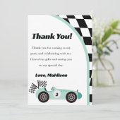 レーシングカーバースデーグリーンパーティーサンクスカード 招待状 (スタンド正面)