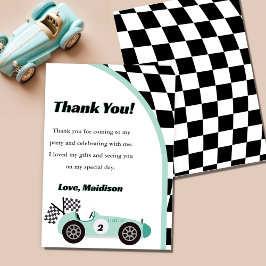レーシングカーバースデーグリーンパーティーサンクスカード 招待状