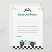 レーシングカーバースデーパーティタイムカプセルメモリーカード サンキューカード (正面)