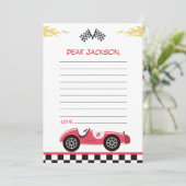 レーシングカーバースデーパーティタイムカプセルメモリーカード サンキューカード (スタンド正面)