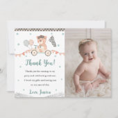 レーシングカーバースデーパーティーの写真を使った感謝カード 招待状 (正面)