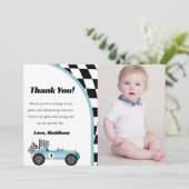 レーシングカーバースデーパーティーの写真 サンクスカード 招待状 (スタンド正面)