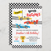 レーシングカーバースデーパーティー招待状 招待状 (正面/裏面)