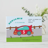 レーシングカーバースデーパーティー招待状 招待状 (スタンド正面)