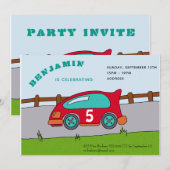 レーシングカーバースデーパーティー招待状 招待状 (正面/裏面)