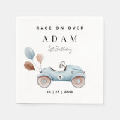 レーシングカーバースデー招待状　ファストワンバースデー スタンダードカクテルナプキン (正面)