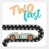 レーシングカーバースデー招待状、2歳の誕生日お知らせ スクエアシール (正面)