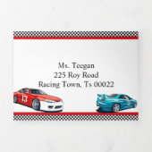レーシングカーバースデー、10歳の誕生日招待状 三つ折り招待状 (カバー)