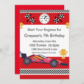 レーシングカーバースデー, 7歳の誕生日パーティーの招待状 招待状 (正面/裏面)