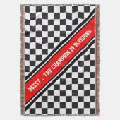 レーシングカーパターン+あなたのバックガー。カラー&文字 スローブランケット (正面縦)