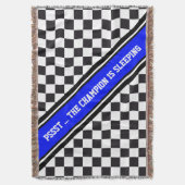 レーシングカーパターン+あなたのバックガー。カラー&文字 スローブランケット (正面縦)