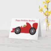 レーシングカーパーソナライズされたブラザー誕生日 カード (黄色い花)
