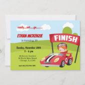 レーシングカーパーティーの男の子のイイデア 招待状 (正面)