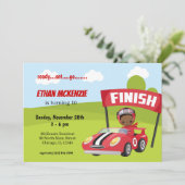 レーシングカーパーティーの男の子のイ 招待状 (スタンド正面)