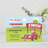 レーシングカーパーティーの男の子のデザインアイデア 招待状 (スタンド正面)