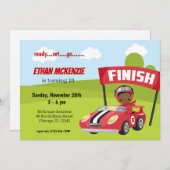 レーシングカーパーティーの男の子のデザインアイデア 招待状 (正面/裏面)