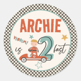 🏎️🏁レーシングカーパーティーシール – 高速おもしろい ラウンドシール