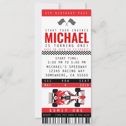 レーシングカーパーティー招待状 招待状 (正面)