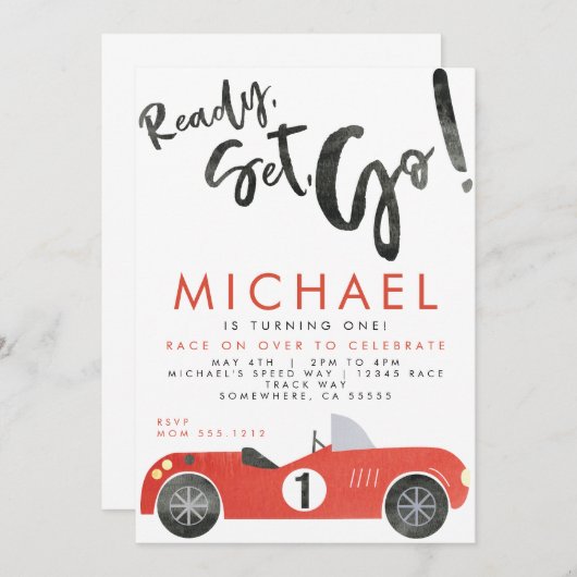 レーシングカーパーティー招待状 招待状 (正面/裏面)
