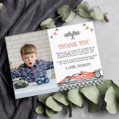 レーシングカーパーティー誕生日写真サンキューカード サンキューカード