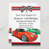 レーシングカーパーティー 誕生日招待状(年齢不問) 招待状 (正面/裏面)