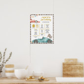 レーシングカーファースト誕生日標識 ポスター (キッチン)