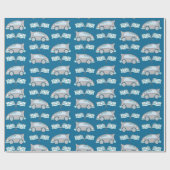 レーシングカーフラッグブルーキッズパターン ラッピングペーパー (フラット)