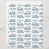 レーシングカーフラッグブルーグレーキッズスクラップブック紙 (正面/裏面)