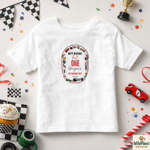 レーシングカーブーイ1歳の誕生日パーティー トドラーTシャツ