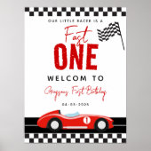 レーシングカーブーイ1歳の誕生日ウェルカムサイン ポスター (正面)