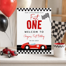 レーシングカーブーイ1歳の誕生日ウェルカムサイン