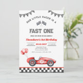 レーシングカーブーム男子1歳の誕生日パーティー 招待状 (スタンド正面)