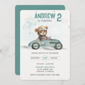 レーシングカーベアちゃん 2歳の誕生日 招待状 (正面/裏面)