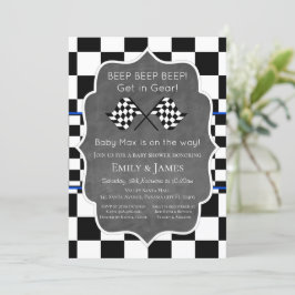 レーシングカーベビーシャワー招待状 誕生日招待 招待状