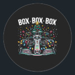 レーシングカーボックスボックスラジオコールおもしろいChristmas Tr ラウンドシール<br><div class="desc">レーシングカーボックスボックスラジオコールおもしろいクリスマスツリー</div>