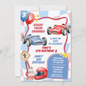 レーシングカーボーイズジョイント誕生日 招待状 (正面)