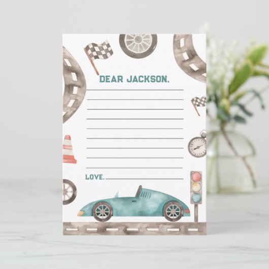 レーシングカーボーイ誕生日タイムカプセルメモリーカード サンキューカード (スタンド正面)