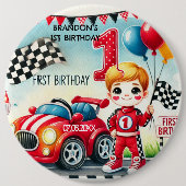 レーシングカーボーイ1st誕生日パーティー 缶バッジ (正面)